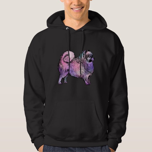Pommern Hund Watercolor 43 Hoodie (Framsida)