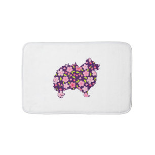 Pommern Hundar Flower Mönster Pomeranians Älskare Badrumsmatta