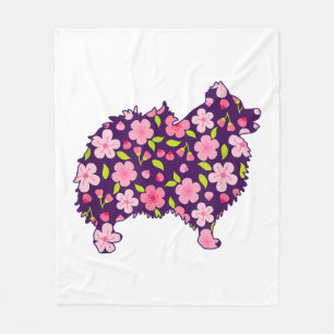 Pommern Hundar Flower Mönster Pomeranians Älskare Fleecefilt