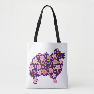 Pommern Hundar Flower Mönster Pomeranians Älskare Tygkasse