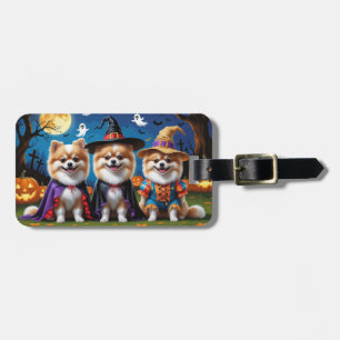 Pommern Hundar Pumpkin Halloween Funny Bagagebricka