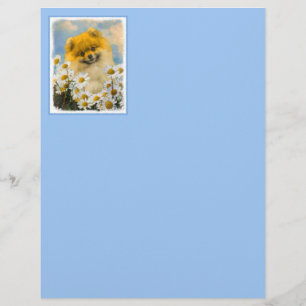 Pommern i Daisy Painting - Original Hund Art