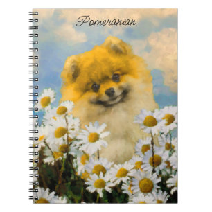 Pommern i Daisy Painting - Original Hund Art Anteckningsbok