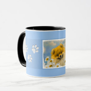 Pommern i Daisy Painting - Original Hund Art Mugg
