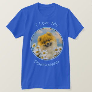 Pommern i Daisy Painting - Original Hund Art T Shirt
