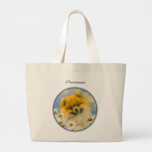 Pommern i Daisy som målar original Hund Art Jumbo Tygkasse