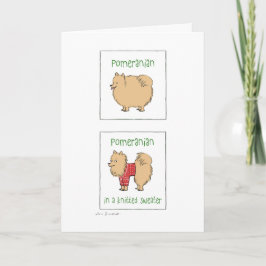 Pommern i en Knitted Sweater | Lustig jul Helgkort