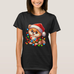 Pommern jul Ljus Hund Funny Julafton T Shirt