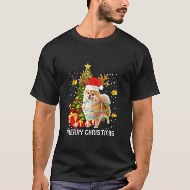 Pommern jul Ljus Träd Santa Julafton Pajama T Shirt (Framsida)