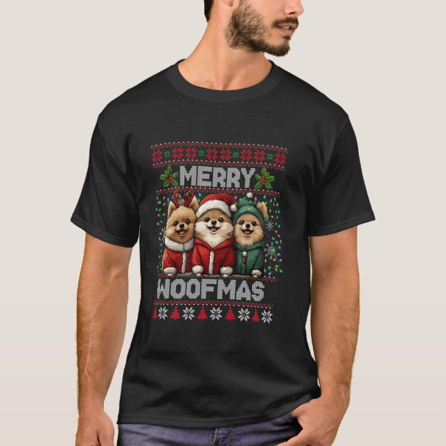 Pommern Julgran Dekoration Hund älskare Xm T Shirt (Framsida)