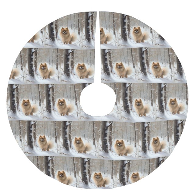 Pommern Låt det snöa jul Julgransmatta Borstad Polyester (Framsidan)