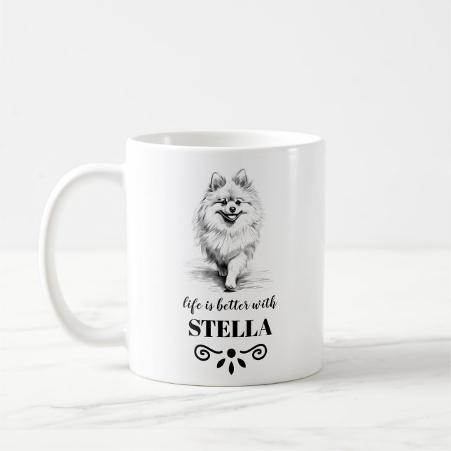 Pommern Life är bättre med Anpassningsbar Hund Nam Kaffemugg (Vänster)