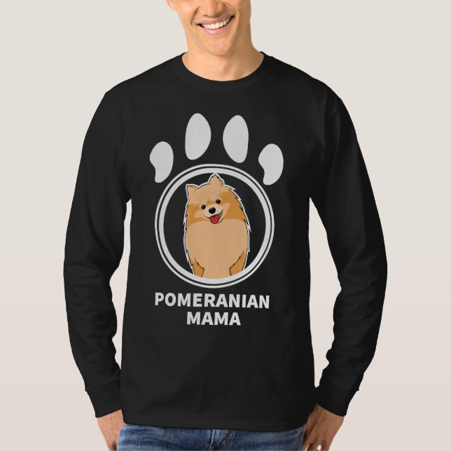 Pommern Mamma Cute Hund T Shirt (Framsida)