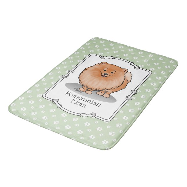 Pommern Mamma Pom Mamma (orange röd) Cute Hund Badrumsmatta (Vinklad)