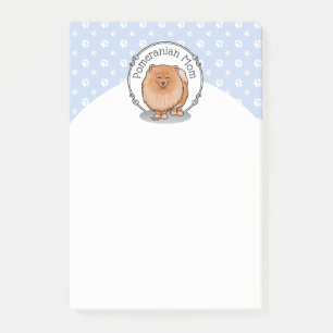 Pommern Mamma Pom Mamma (orange röd) Cute Hund Post-it Block