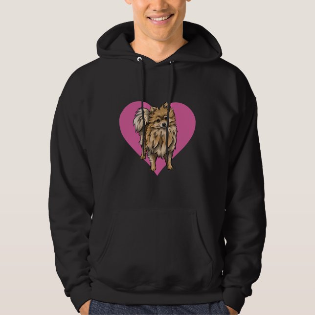 Pommern med hjärtan Valentine Hundar Valentine S Hoodie (Framsida)