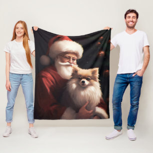 Pommern med Jultomten julafton Fleecefilt