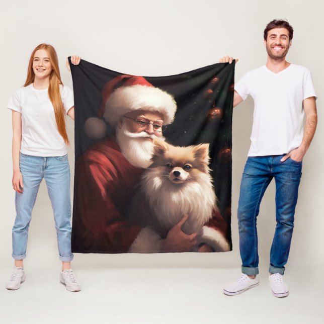 Pommern med Jultomten julafton Fleecefilt (På plats)