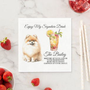 Pommern Namnteckning Drink Bröllop Pet Pappersservett