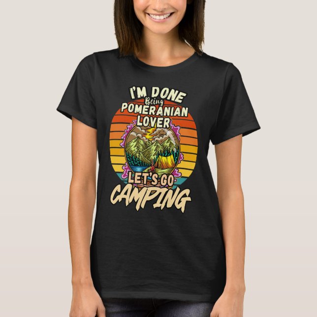Pommern- och campingplatta Vintagar, färgstarka pe T Shirt (Framsida)