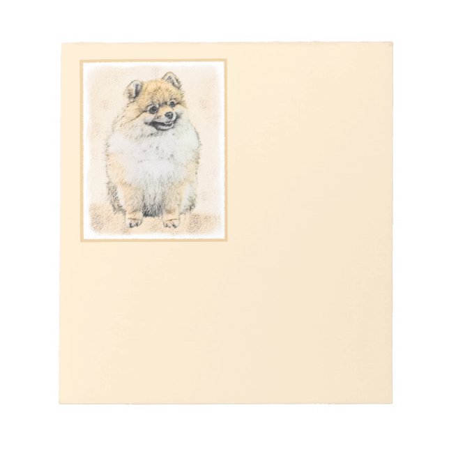 Pommern (Orange) - Original Hund Art Anteckningsblock (Framsida)