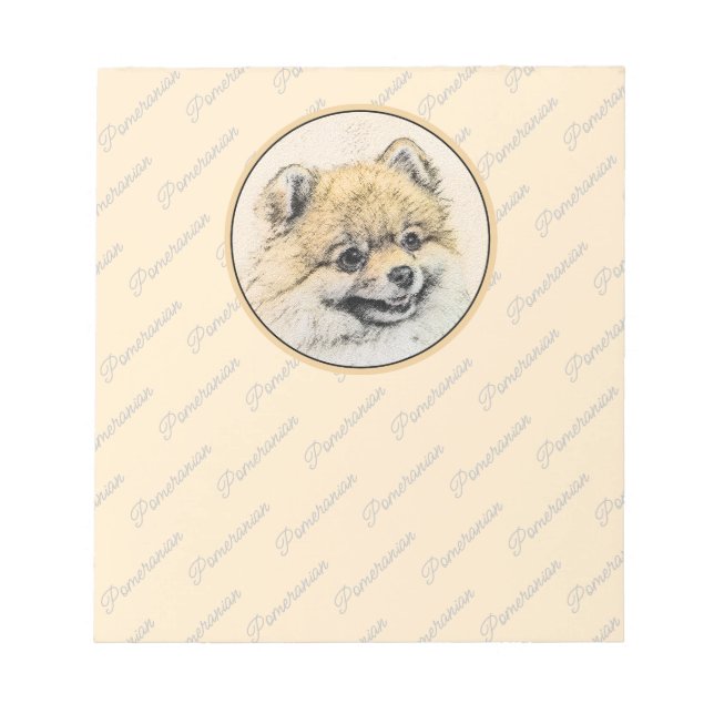 Pommern (Orange) - Original Hund Art Anteckningsblock (Framsida)