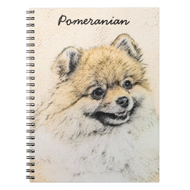 Pommern (Orange) - Original Hund Art Anteckningsbok (Framsidan)
