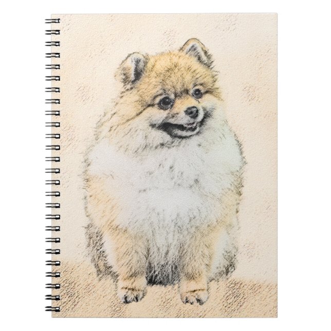 Pommern (Orange) - Original Hund Art Anteckningsbok (Framsidan)