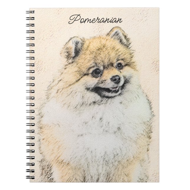 Pommern (Orange) - Original Hund Art Anteckningsbok (Framsidan)