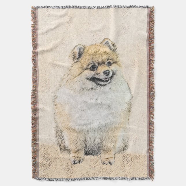 Pommern (Orange) - Original Hund Art Filt (Framsidan Vertikal)