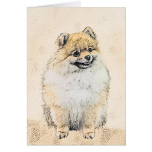 Pommern (Orange) - Original Hund Art Hälsningskort