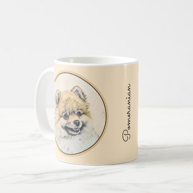 Pommern (Orange) - Original Hund Art Kaffemugg (Framsida vänster)