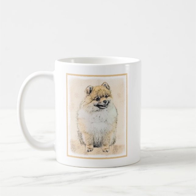 Pommern (Orange) - Original Hund Art Kaffemugg (Vänster)