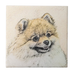 Pommern (Orange) - Original Hund Art Kakelplatta