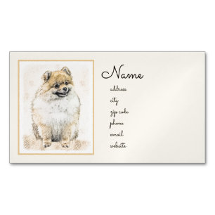 Pommern (Orange) - Original Hund Art Magnetiska Visitkort