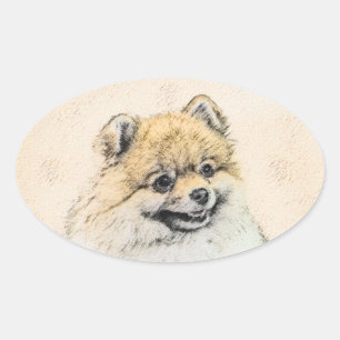 Pommern (Orange) - Original Hund Art Ovalt Klistermärke