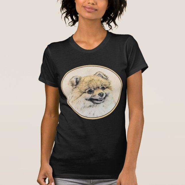 Pommern (Orange) - Original Hund Art T Shirt (Framsida)