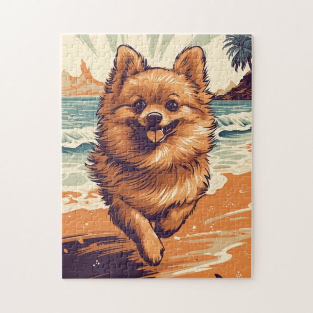 Pommern på stranden pussel (Vertikal)