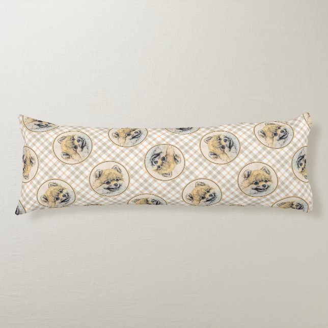 Pommern Painting Orange Pom Original Hund Art Kroppskudde (Framsidan)