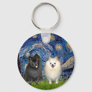 Pommern Pair (B+W)-Starry Natt Nyckelring