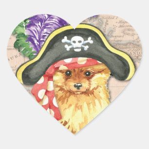 Pommern Pirat Hjärtformat Klistermärke