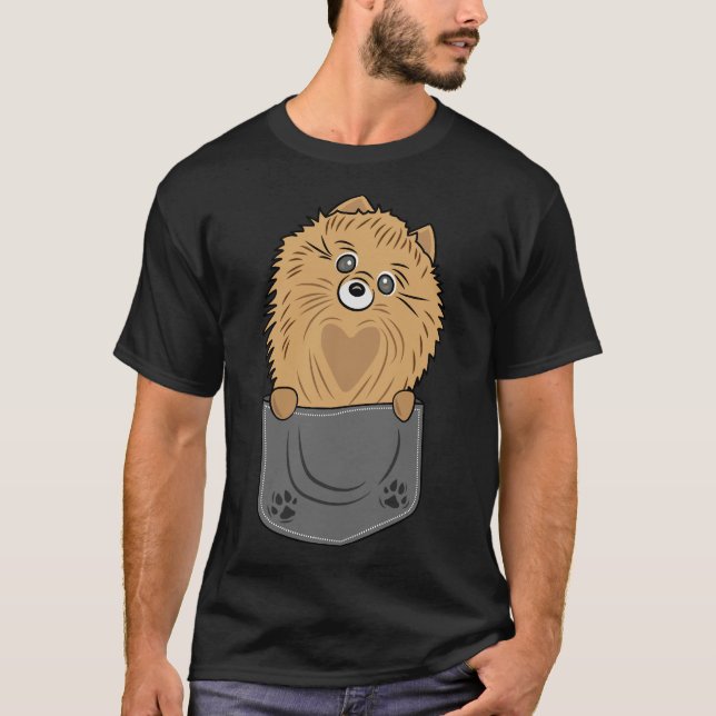 Pommern Pocket Pocket Puppy T Shirt (Framsida)