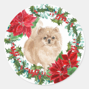 Pommern Poinsettia Holly Helgdag Wand Runt Klistermärke