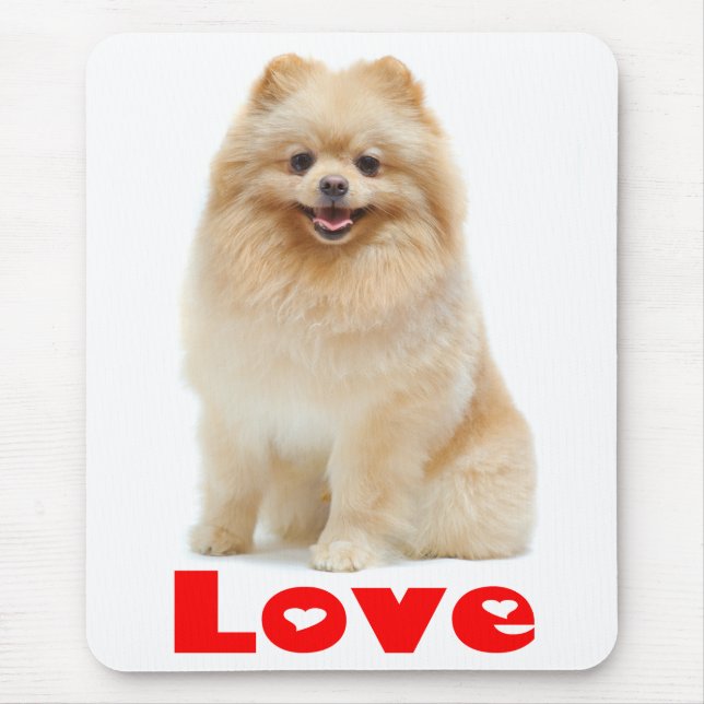 Pommern Pom Puppy Hund Mousepad, Kärlek Musmatta (Framsidan)