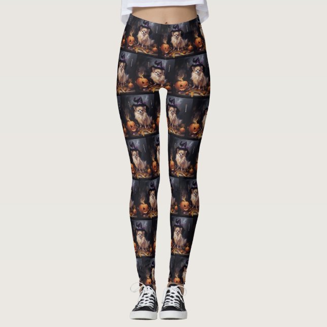Pommern Pumpkins Halloween Scary Leggings (Framsida)