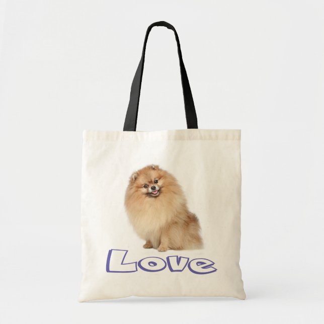 Pommern Puppy Hund Tote Bag Tygkasse (Framsidan)