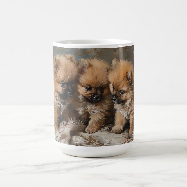 Pommern Puppy Trio-Vintagen Kaffemugg (Center)