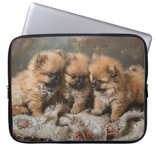 Pommern Puppy Trio-Vintagen Laptop Fodral