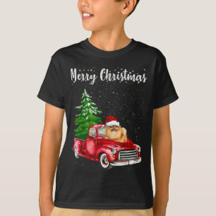 Pommern Riding Red Lastbil God jul Hund Lo T Shirt