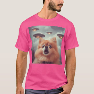 Pommern Selfie med Ufos-grafik för märkbar utskrif T Shirt